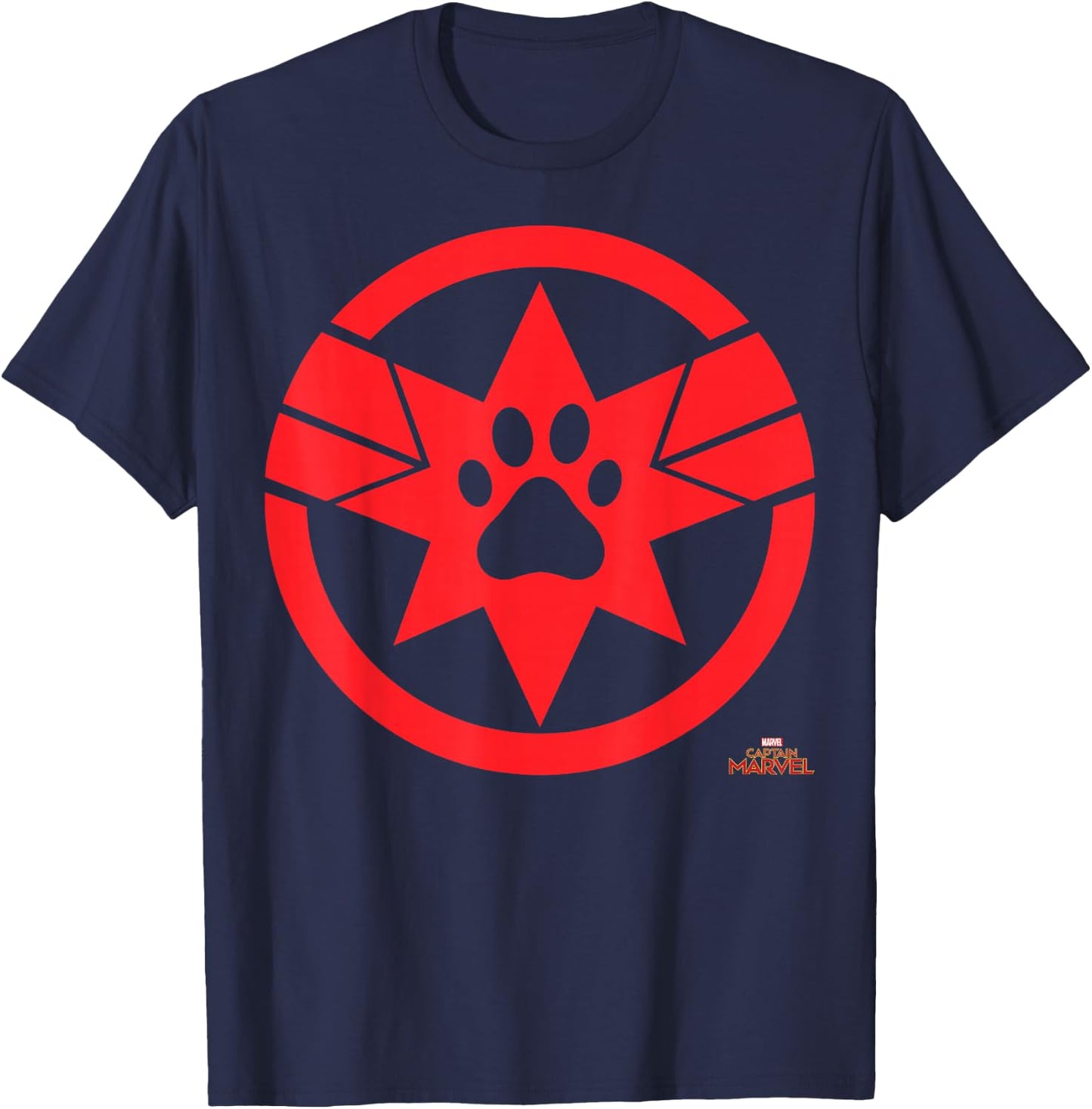 Captain Marvel Goose Cat Paw Symbol Graphic T-Shirt - T-Shirt | Navy