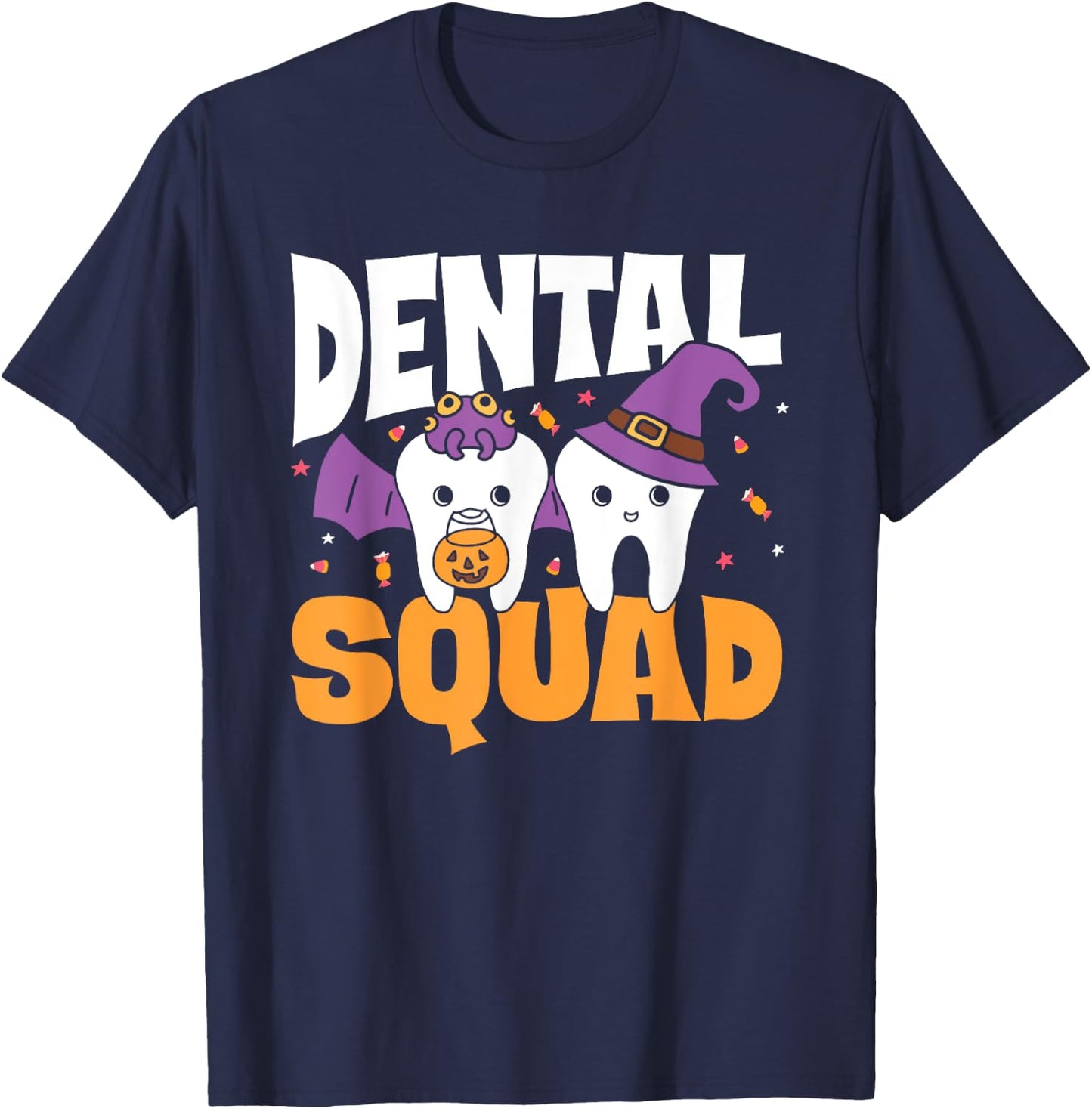 Spooky Dental Assistant Dental Squad Halloween Dentist T-Shirt - T-Shirt | Navy