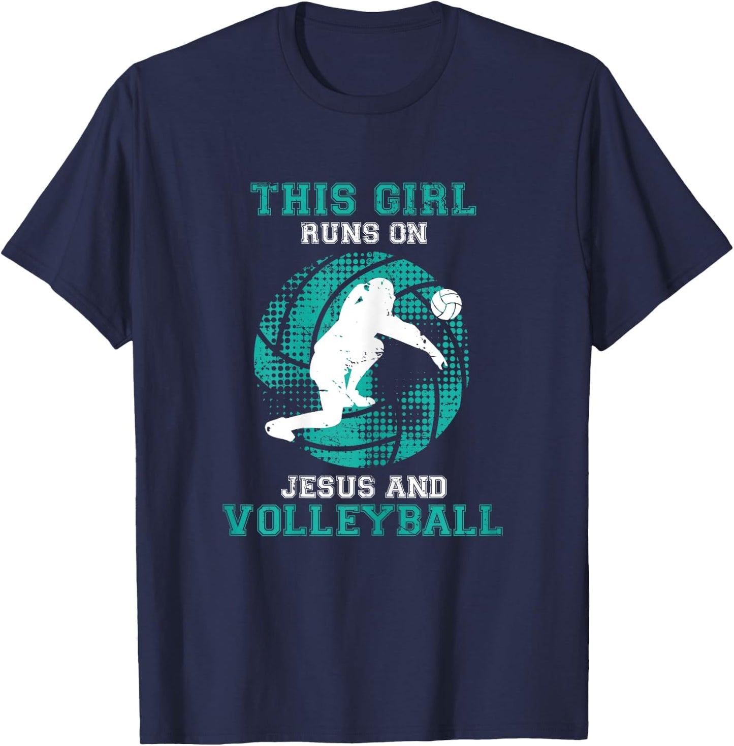 Cute Daughter Teen Girls Kids Her Jesus Christian Volleyball T-Shirt - T-Shirt | Navy
