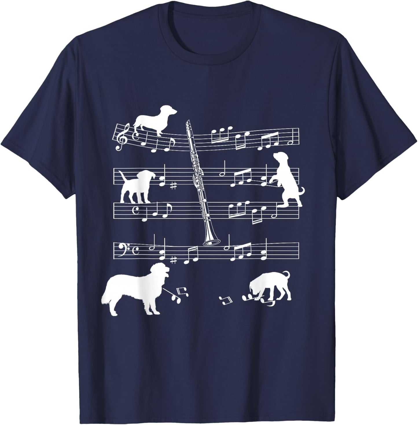 Clarinet Player Dog for Clarinetist Dogs Clarinet T-Shirt - T-Shirt | Navy