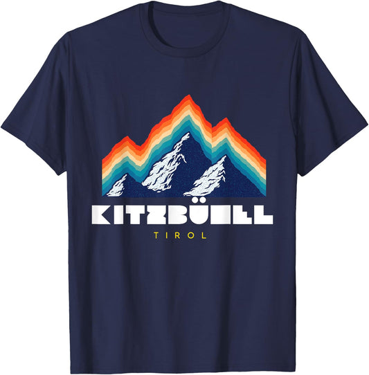 Kitzbühel Tirol - Austria Retro 80s Ski Holiday Gift T-Shirt - T-Shirt | Navy