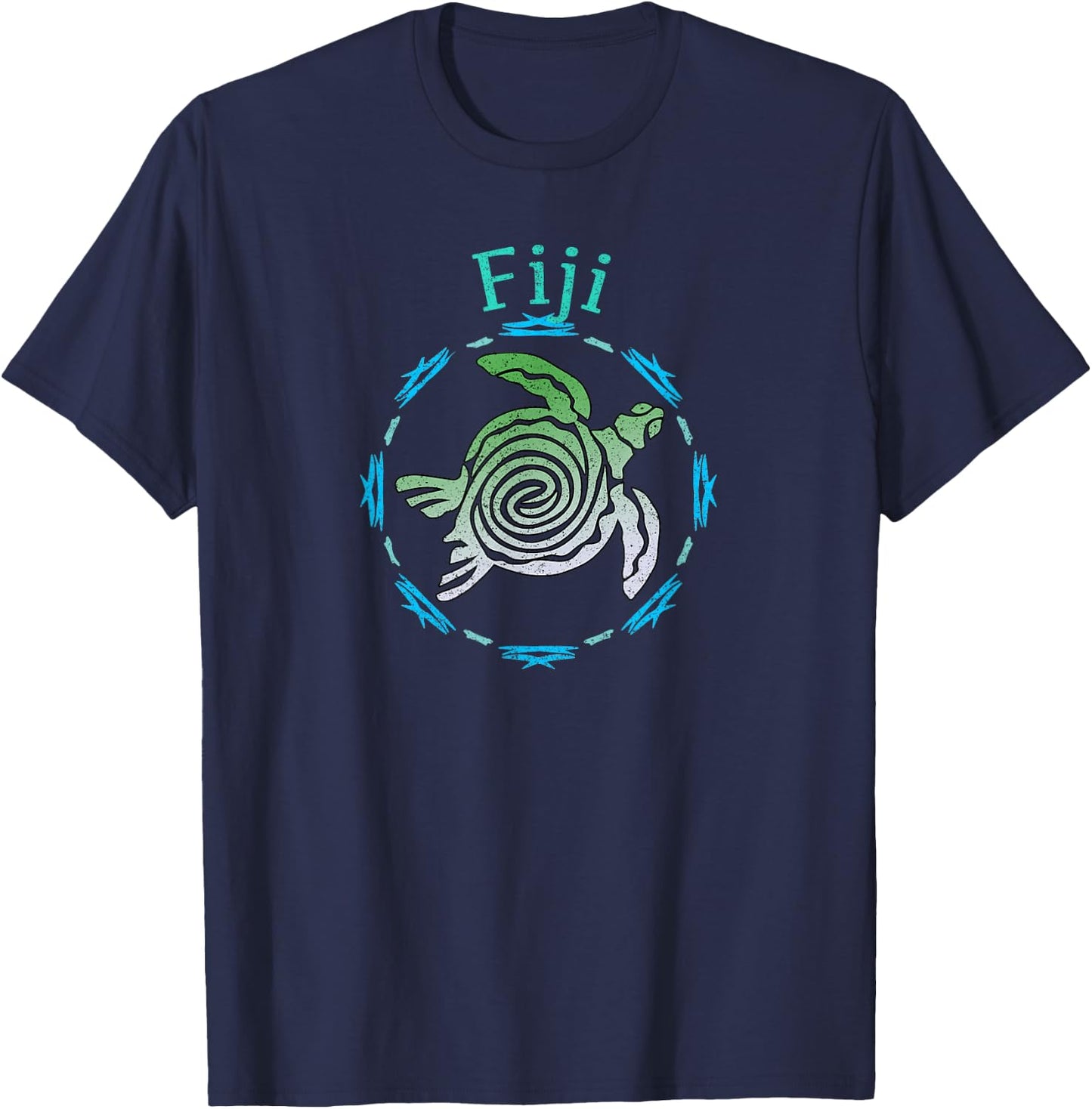 Fiji Vintage Tribal Turtle Gift T-Shirt - T-Shirt | Navy