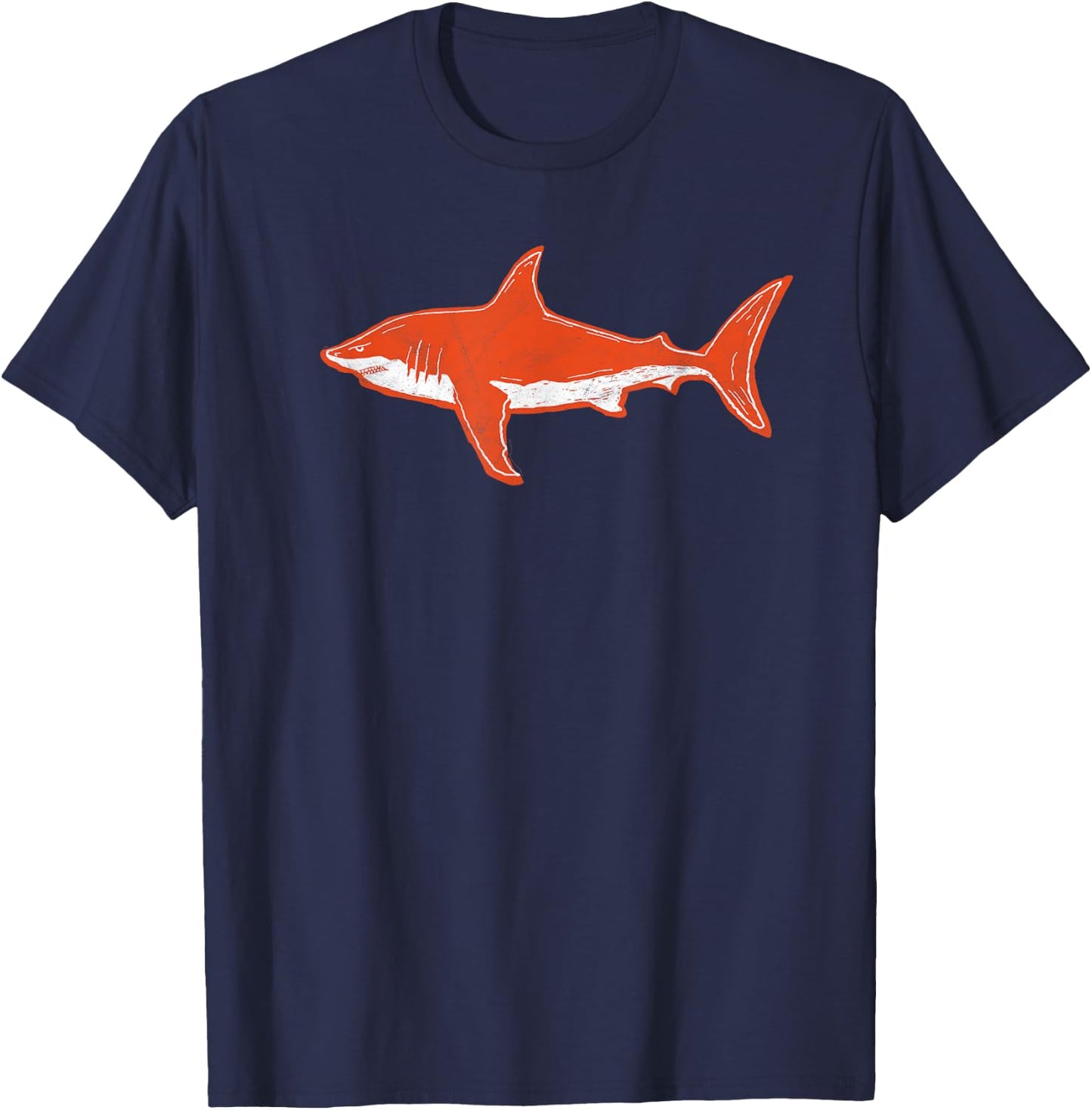 Retro Orange Shark Vintage 80s Style Graphic T-Shirt - T-Shirt | Navy