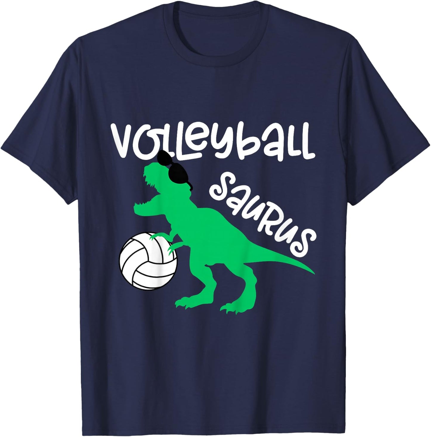 Kids Toddler Dinosaur Volleyball Saurus Boys Girls Dino Lover T-Shirt - T-Shirt | Navy