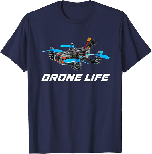 Drone Life Apparel Adult Black Drone Racing , Classic Fit, Short Sleeve, Size S T-Shirt - T-Shirt | Navy