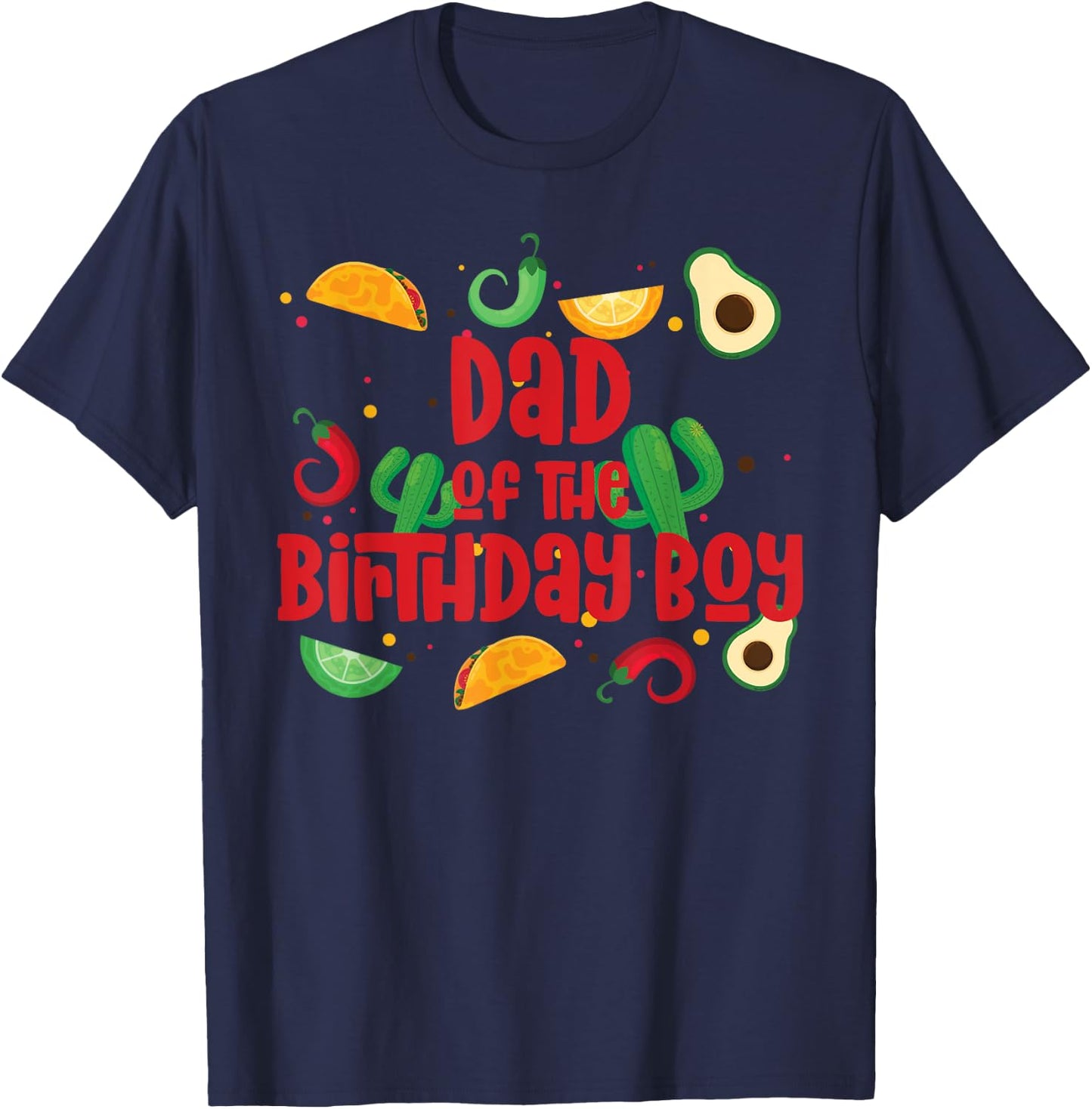 Dad Taco Twosday Fiesta Taco Birthday Theme Boy 2yr T-Shirt - T-Shirt | Navy