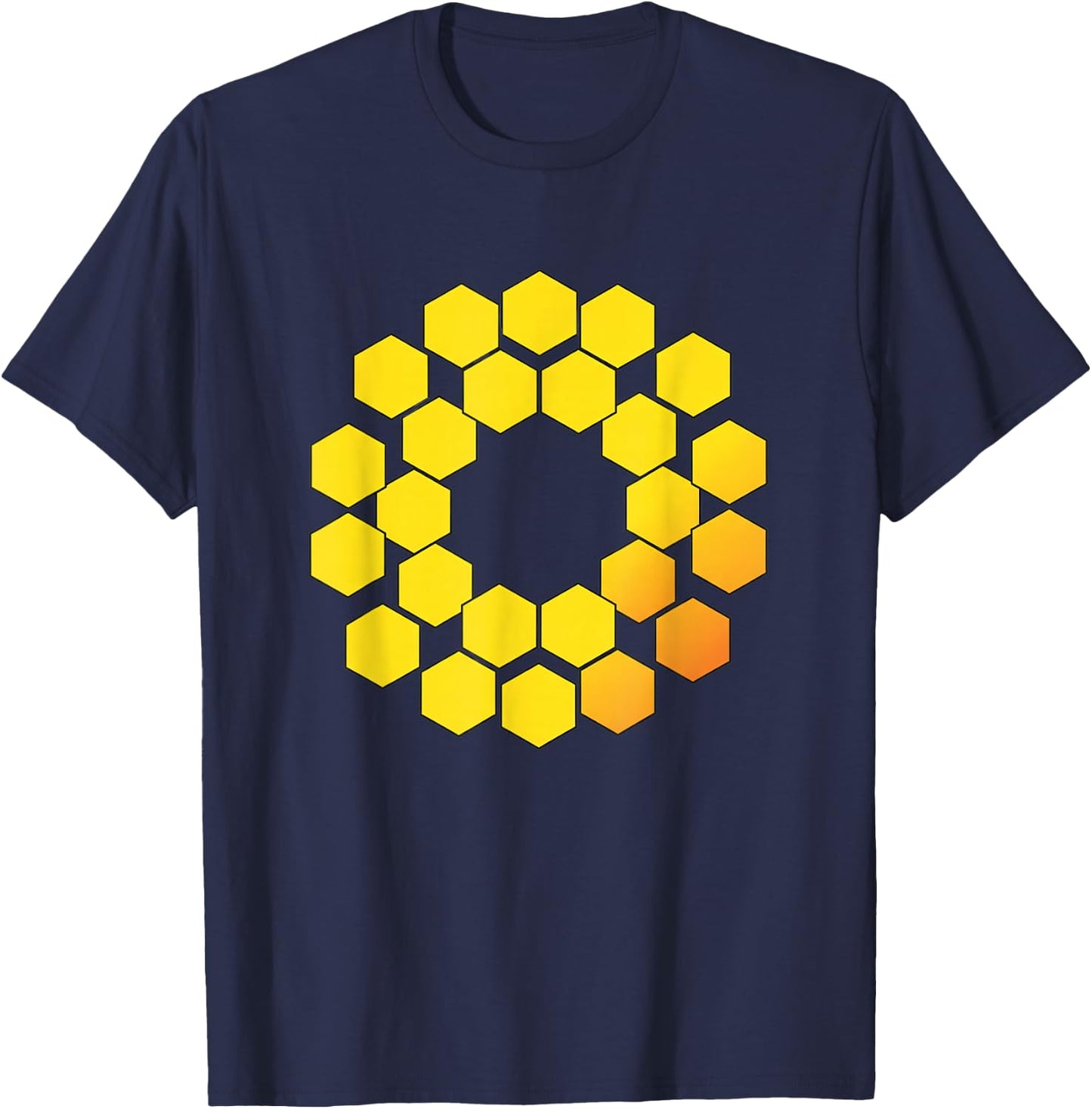 Honeycomb Hexagon Ring Stem Sci Fi Geometry Pattern Math Art T-Shirt - T-Shirt | Navy