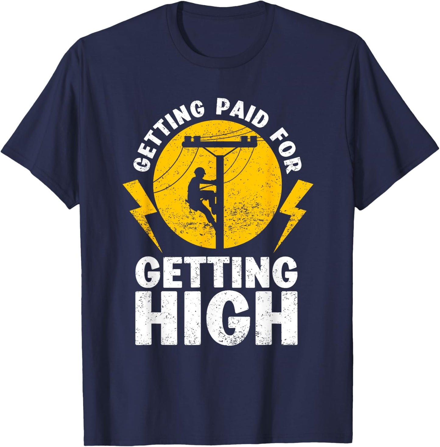 Funny Electrician Gift Electrical Power Lineman Men Boys T-Shirt - T-Shirt | Navy