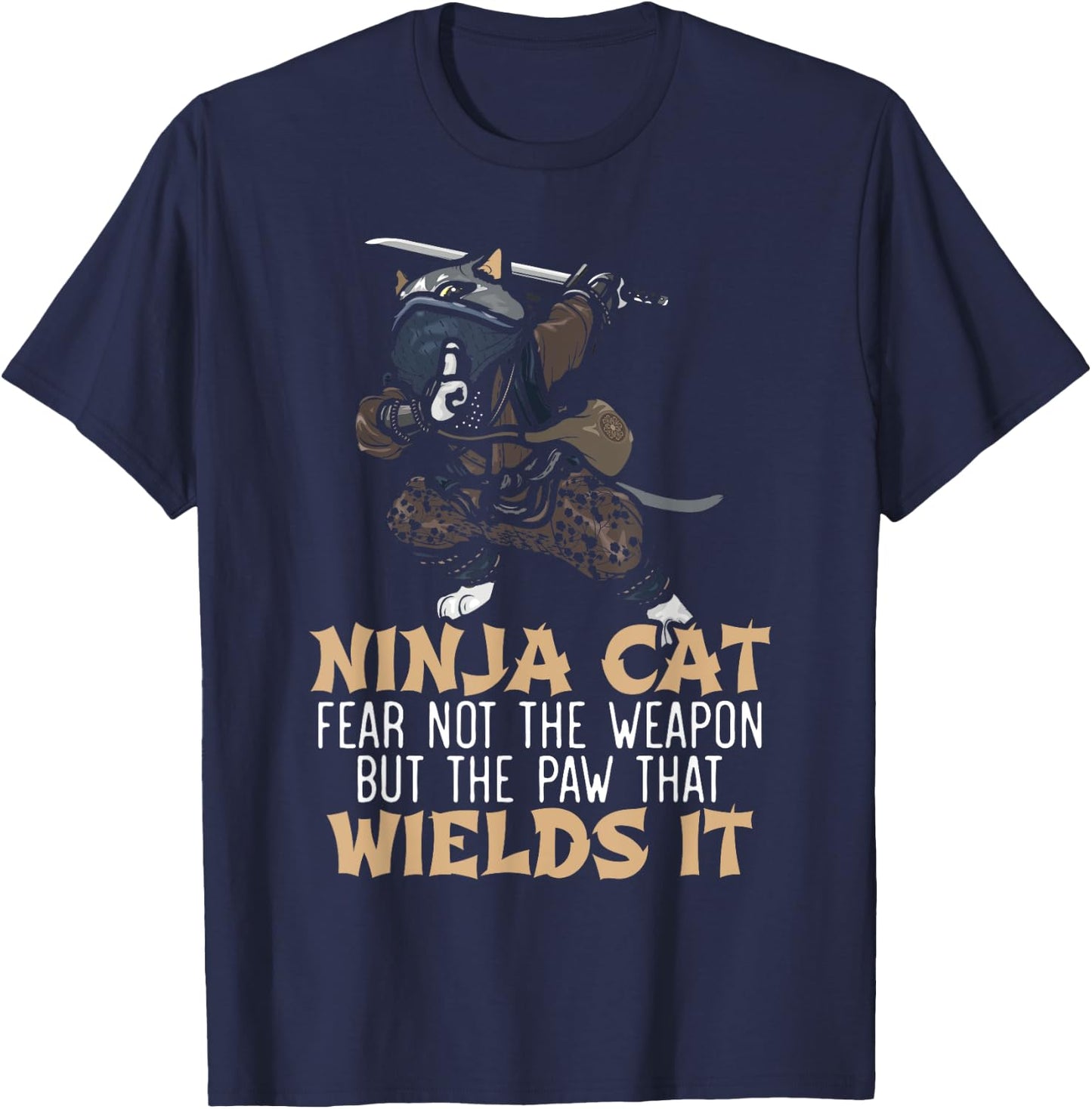 Ninja Cat Mercenary Shuriken Kunai Shinobi Kitty Lover Women Kids T-Shirt - T-Shirt | Navy