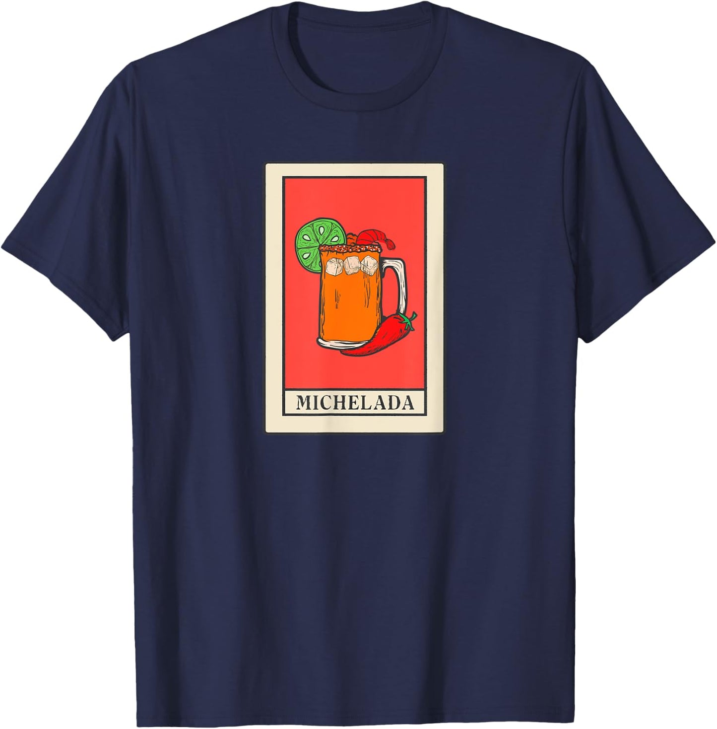 Michelada Tarot Card Style Art, Spicy Mexican Cocktail T-Shirt - T-Shirt | Navy