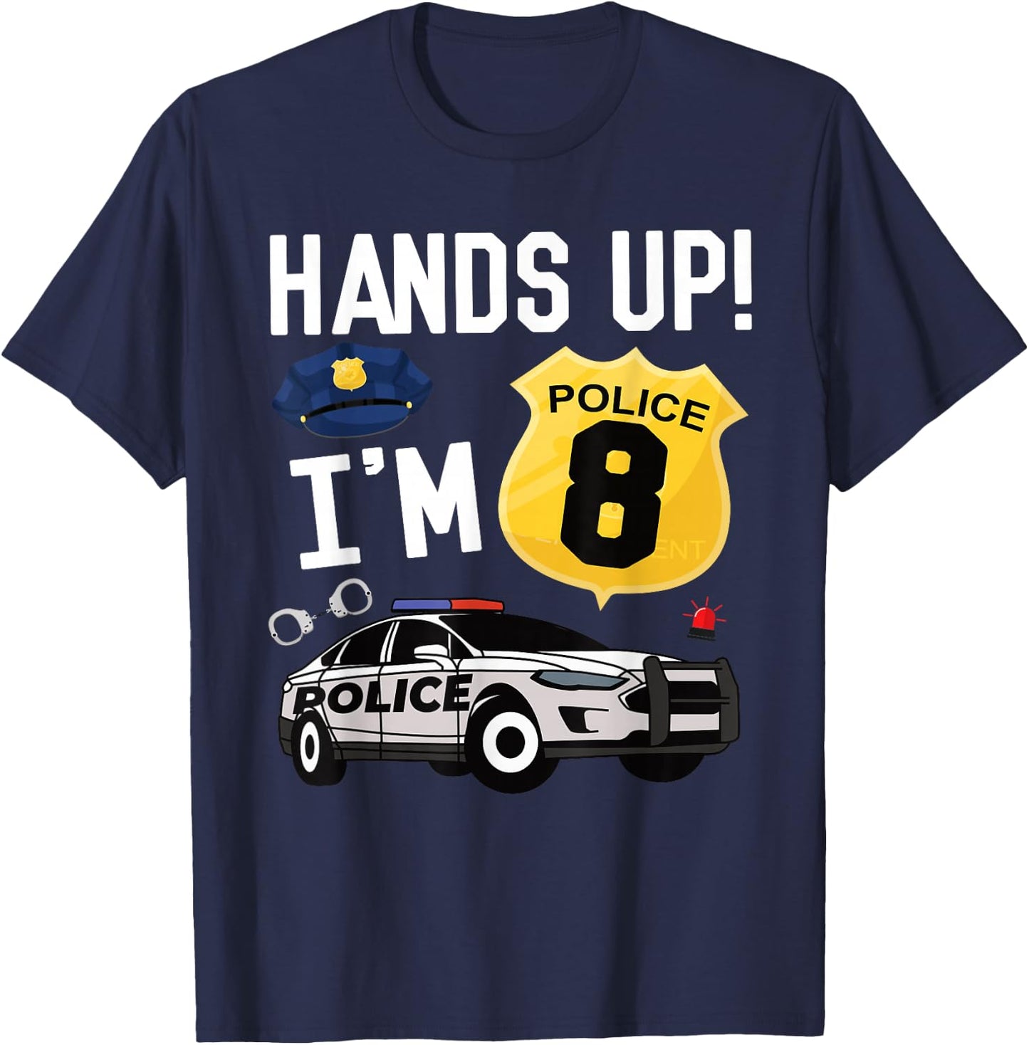 8th Birthday Policeman Boy Eight Year Old Police Officer T-Shirt - T-Shirt | Navy