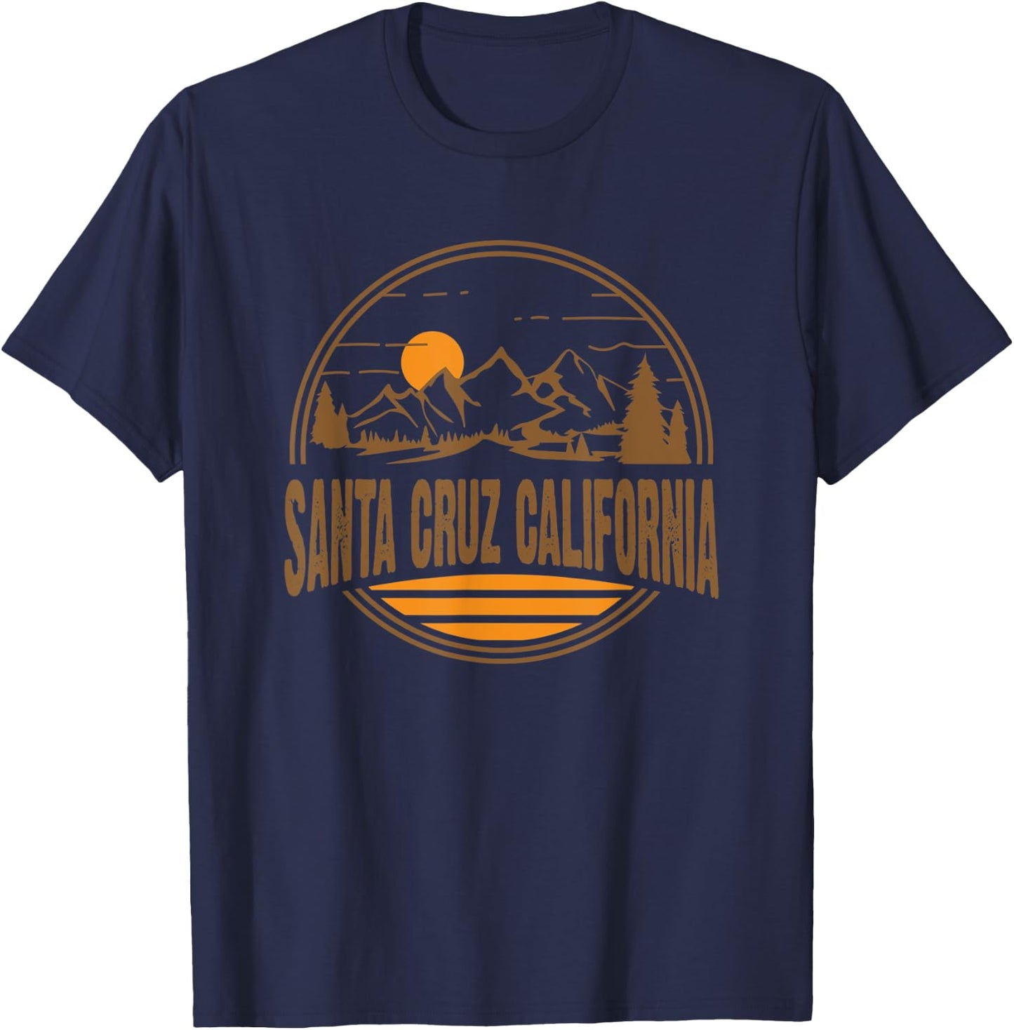 Vintage Santa Cruz California Mountain Hiking Souvenir Print T-Shirt - T-Shirt | Navy