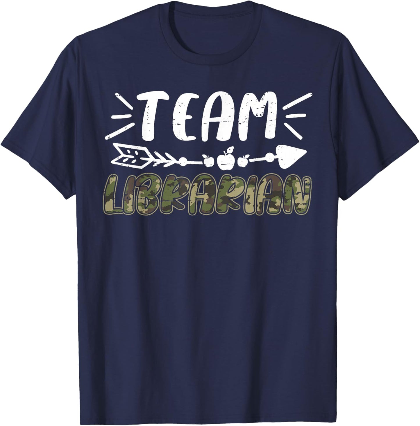 Funny Team Librarian Camo Teacher Student Back To School T-Shirt - T-Shirt | Navy