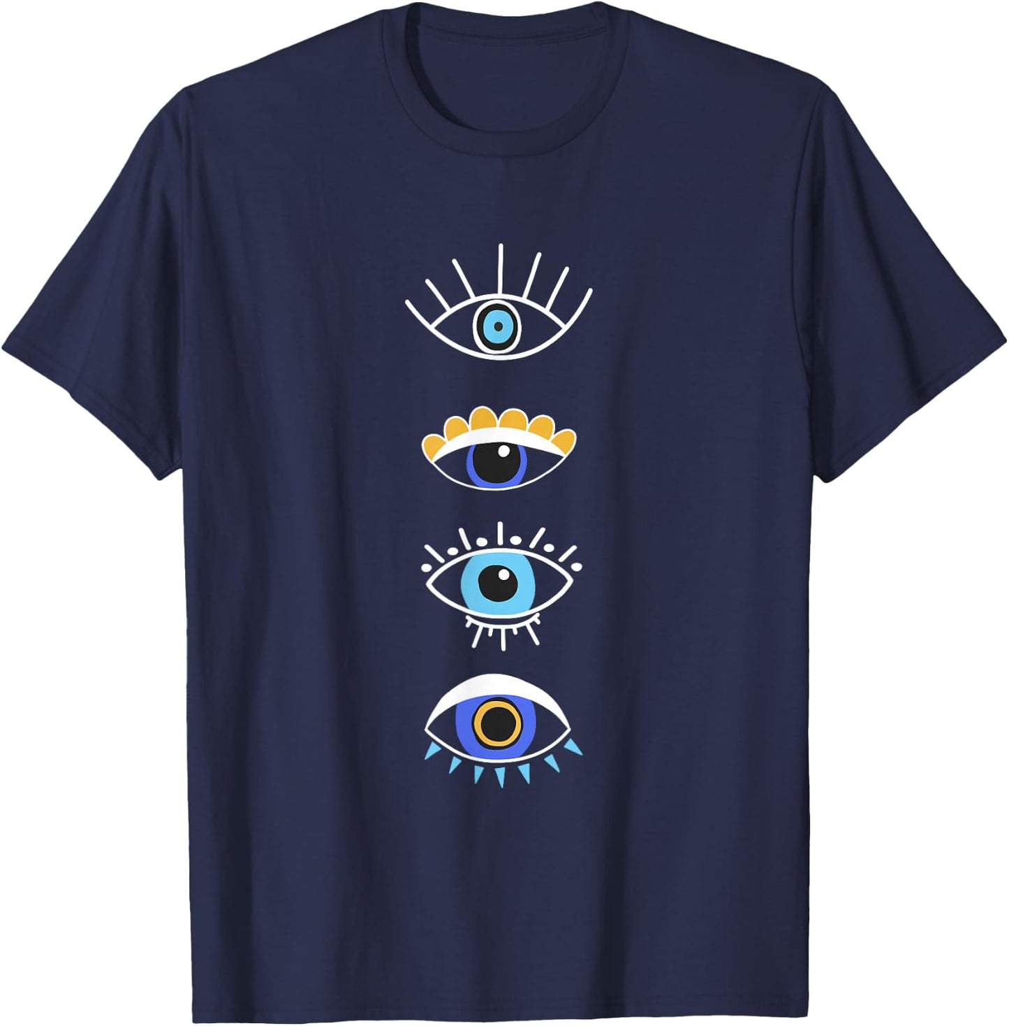 Evil Eye Curse Protection Seeing Eyes Nazar Mati Evil Eye T-Shirt - T-Shirt | Navy