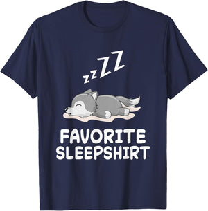 Wolf Wolves Nap Sleeping Sleep Pajama Pajamas Nightgown T-Shirt - T-Shirt | Navy