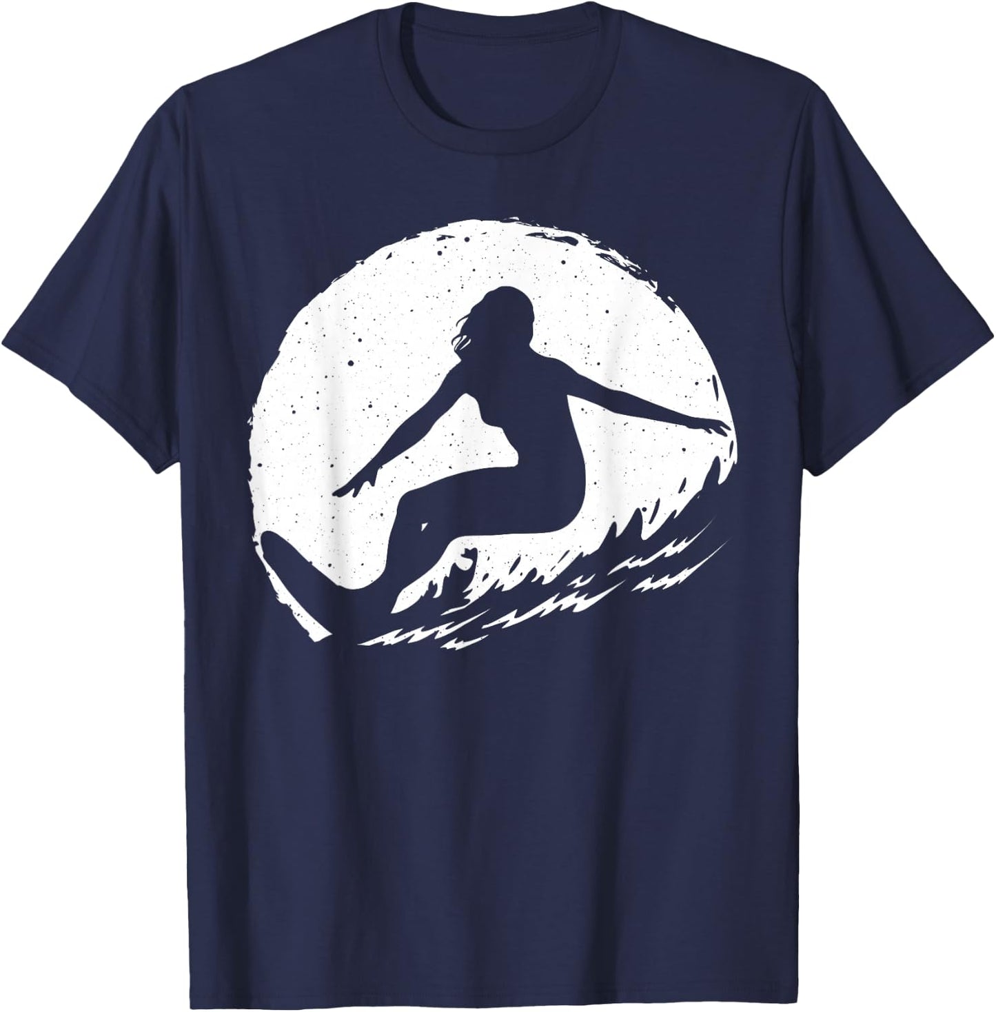 Surf Art Girls Beach Surfer Hawaiian Wave Surfing T-Shirt - T-Shirt | Navy
