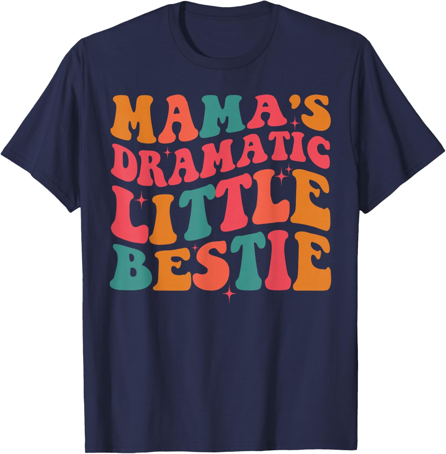 Retro Groovy Mama's Dramatic Little Bestie Kid Toddler Girl T-Shirt - T-Shirt | Navy