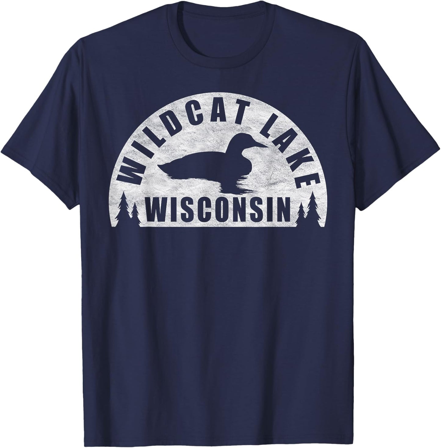 Wildcat Lake Northern Wisconsin Loon Women Girls Kids T-Shirt - T-Shirt | Navy