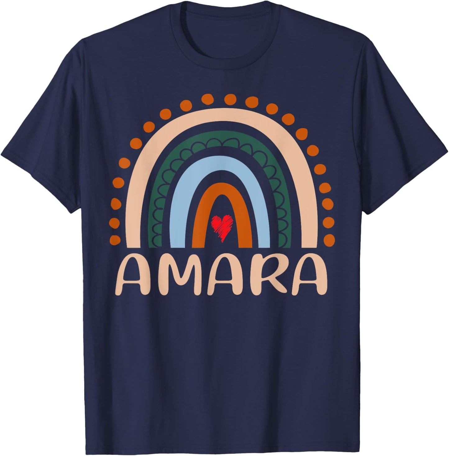 Amara Name Personalized Funny Women Rainbow Amara T-Shirt - T-Shirt | Navy
