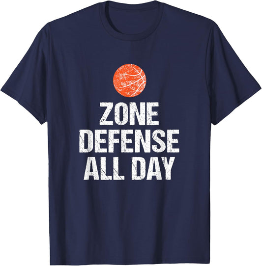 Funny Basketball Coach Gift Zone Defense Saying T-Shirt - T-Shirt | Navy