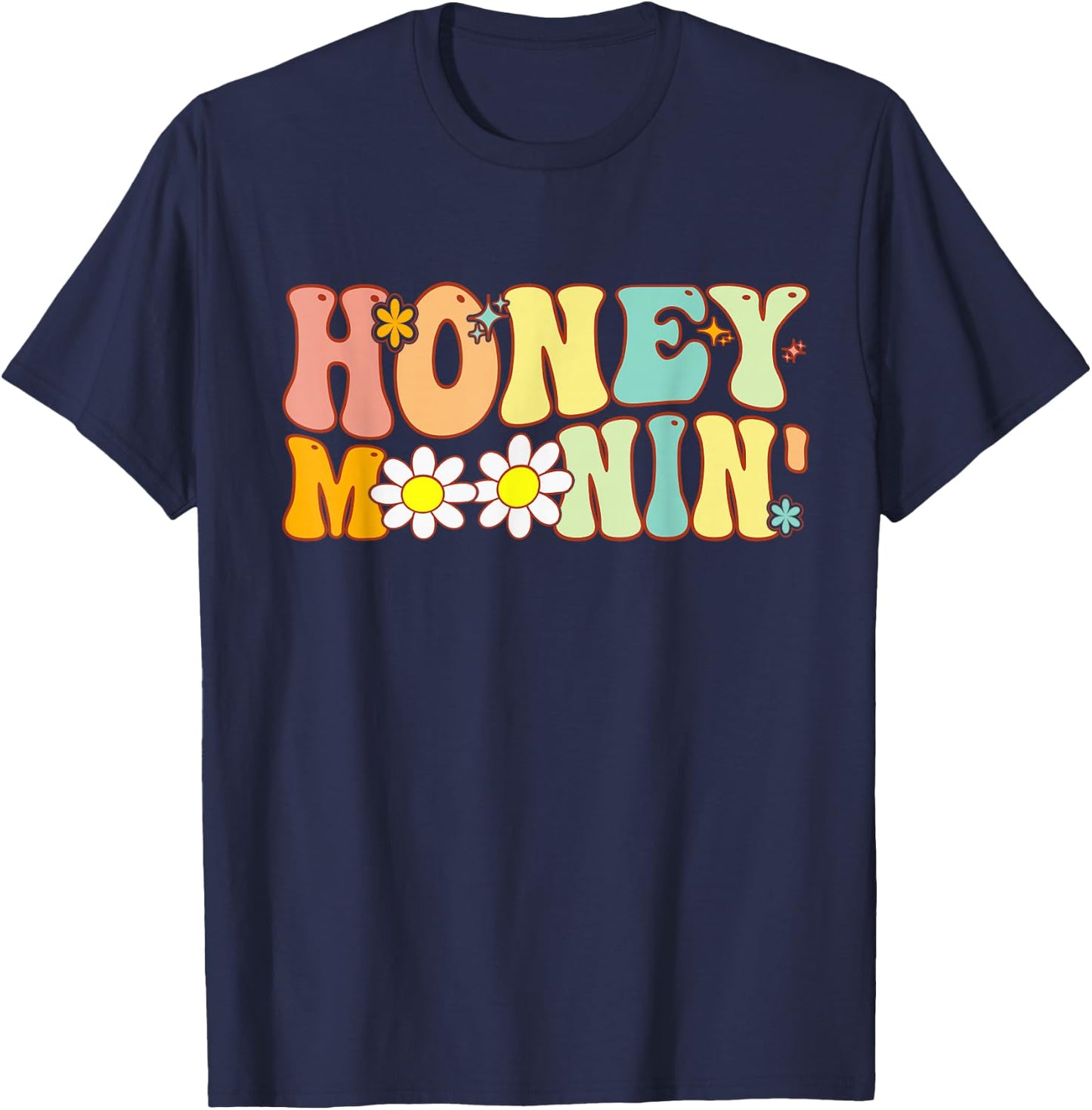 Groovy Honeymoonin Bride Bridal Shower to Honeymoon Vacation T-Shirt - T-Shirt | Navy