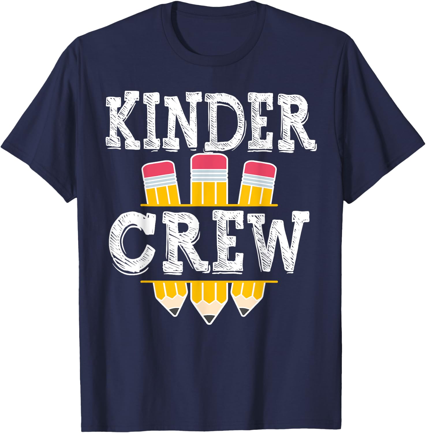 Kinder Crew Fun Kindergarten Squad Teacher 1st Day of School T-Shirt - T-Shirt | Navy