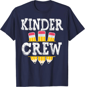 Kinder Crew Fun Kindergarten Squad Teacher 1st Day of School T-Shirt - T-Shirt | Navy