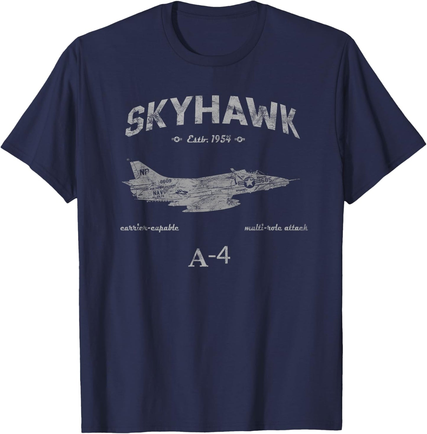 A-4 Skyhawk Jet Airplane Estb 1954 Vintage Style Pilot T-Shirt - T-Shirt | Navy
