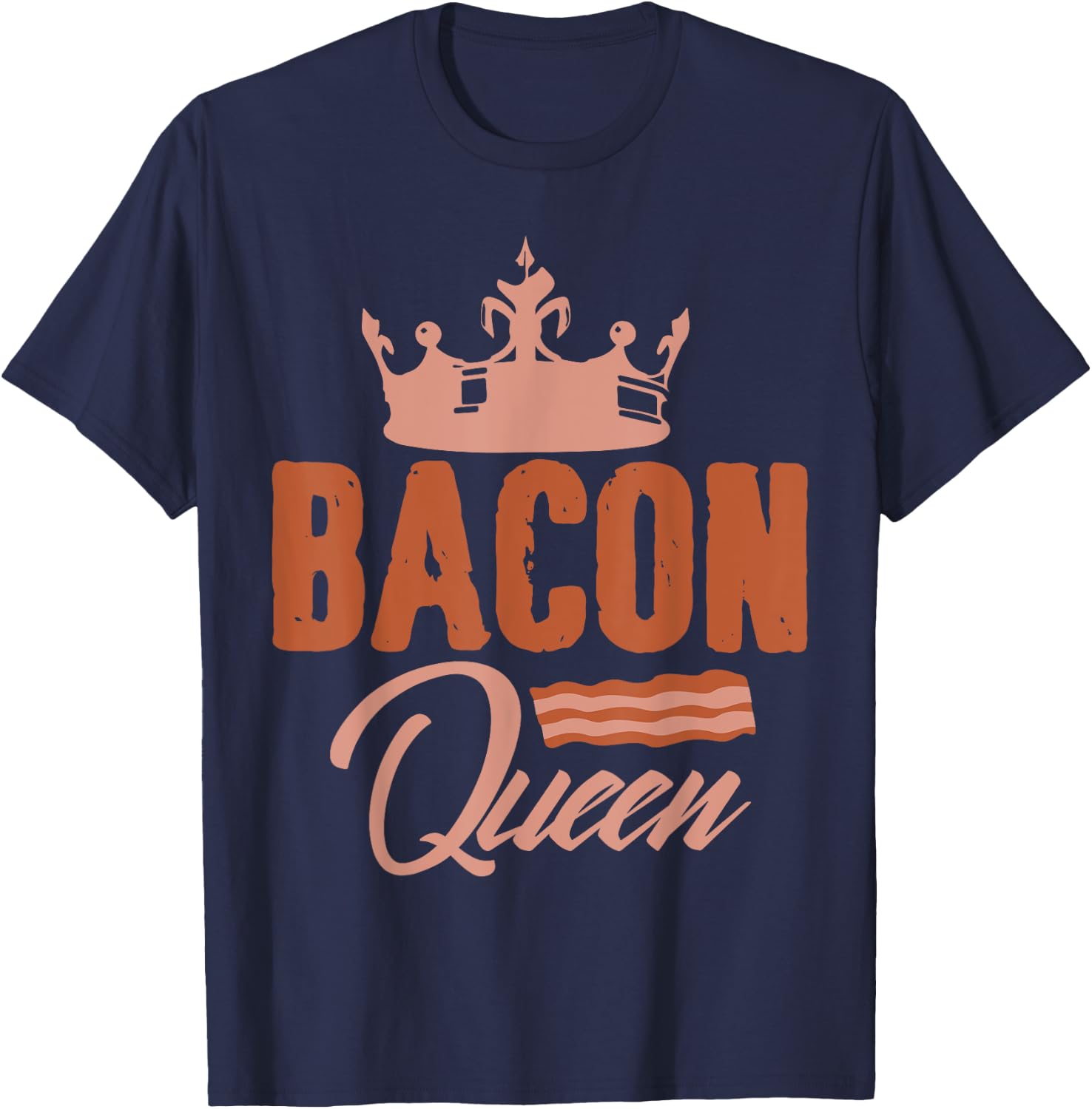 Bacon Queen Bacon Queen Belly Bacon Crown T-Shirt - T-Shirt | Navy