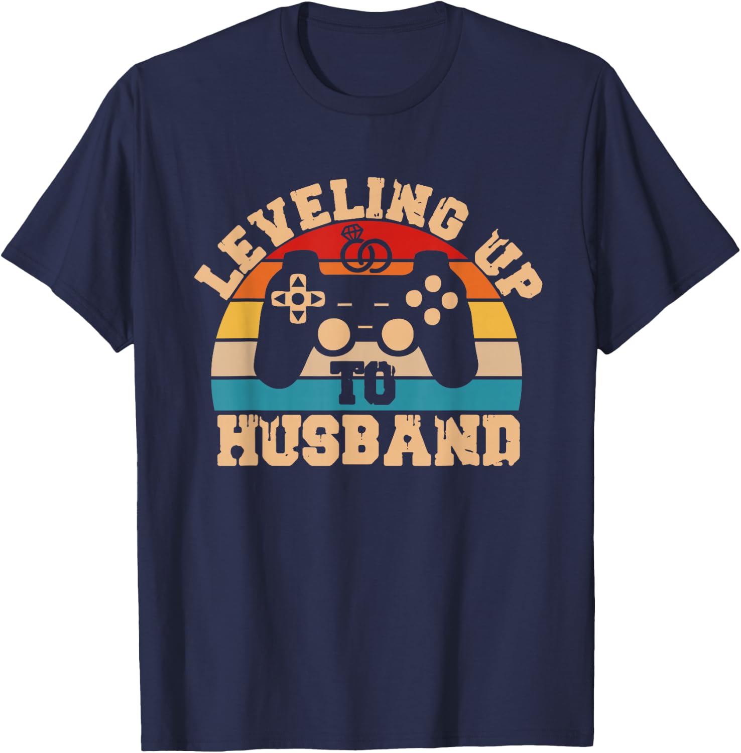 Leveling Up To Husband Newlywed Groom Video Game Lovers T-Shirt - T-Shirt | Navy