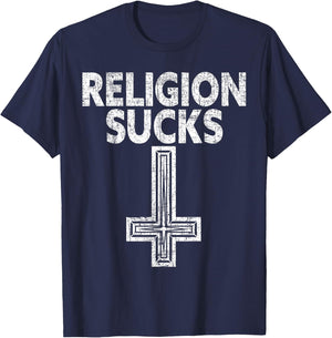 Religion Sucks Anti-Religion Agnostic Blackcraft Atheist T-Shirt - T-Shirt | Navy