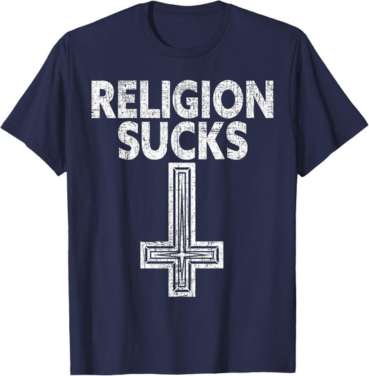 Religion Sucks Anti-Religion Agnostic Blackcraft Atheist T-Shirt - T-Shirt | Navy