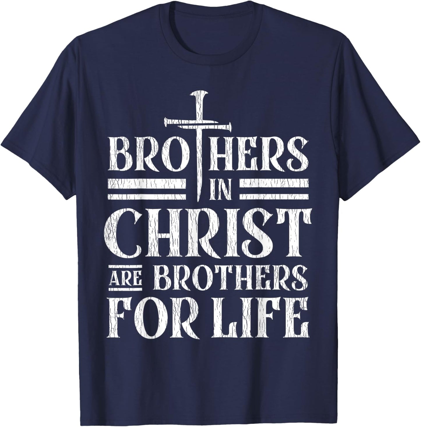 Brothers in Christ are brothers for life vintage T-Shirt - T-Shirt | Navy