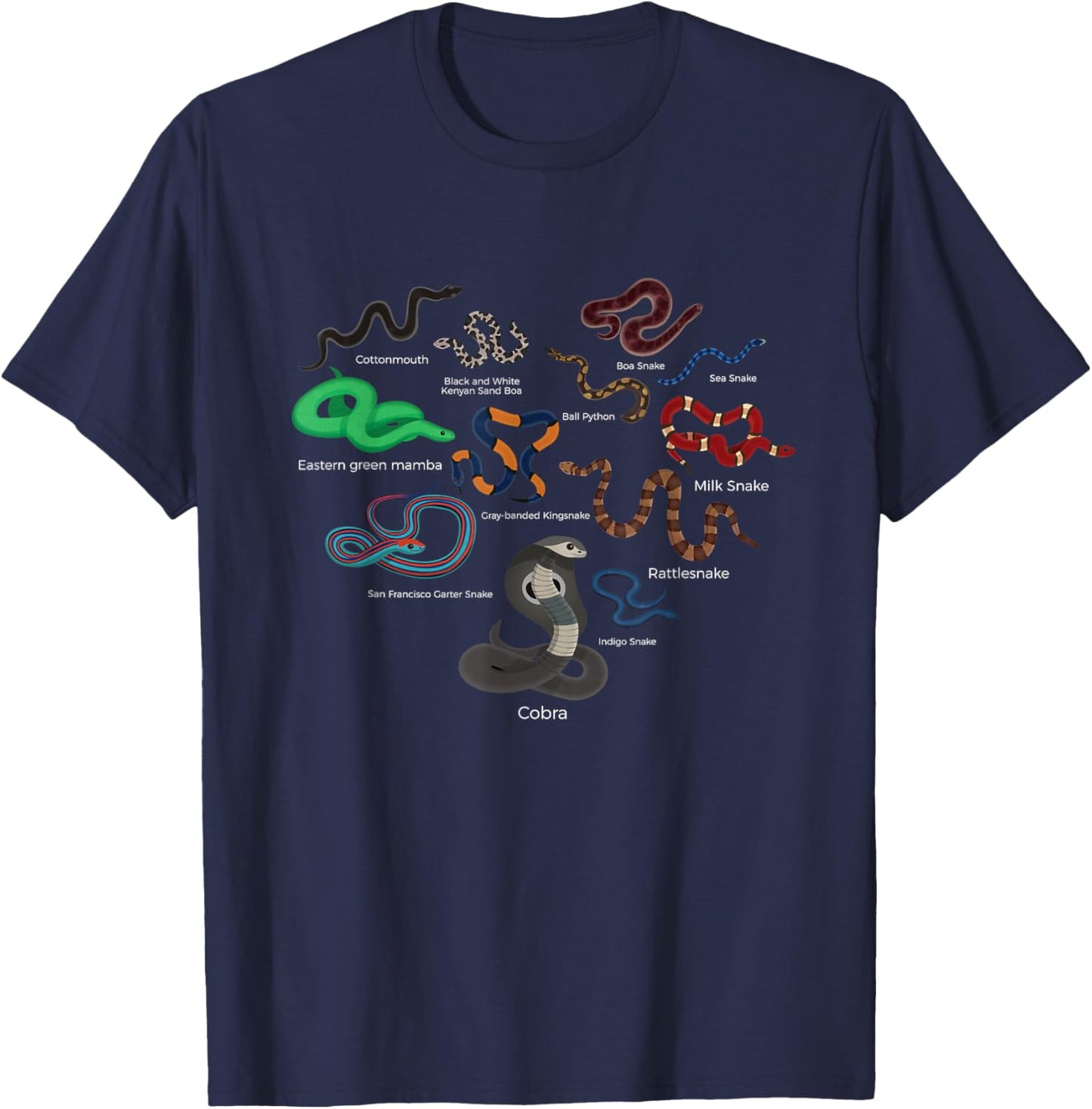 Herpetology type of snakes lover heart herping kids boys men T-Shirt - T-Shirt | Navy