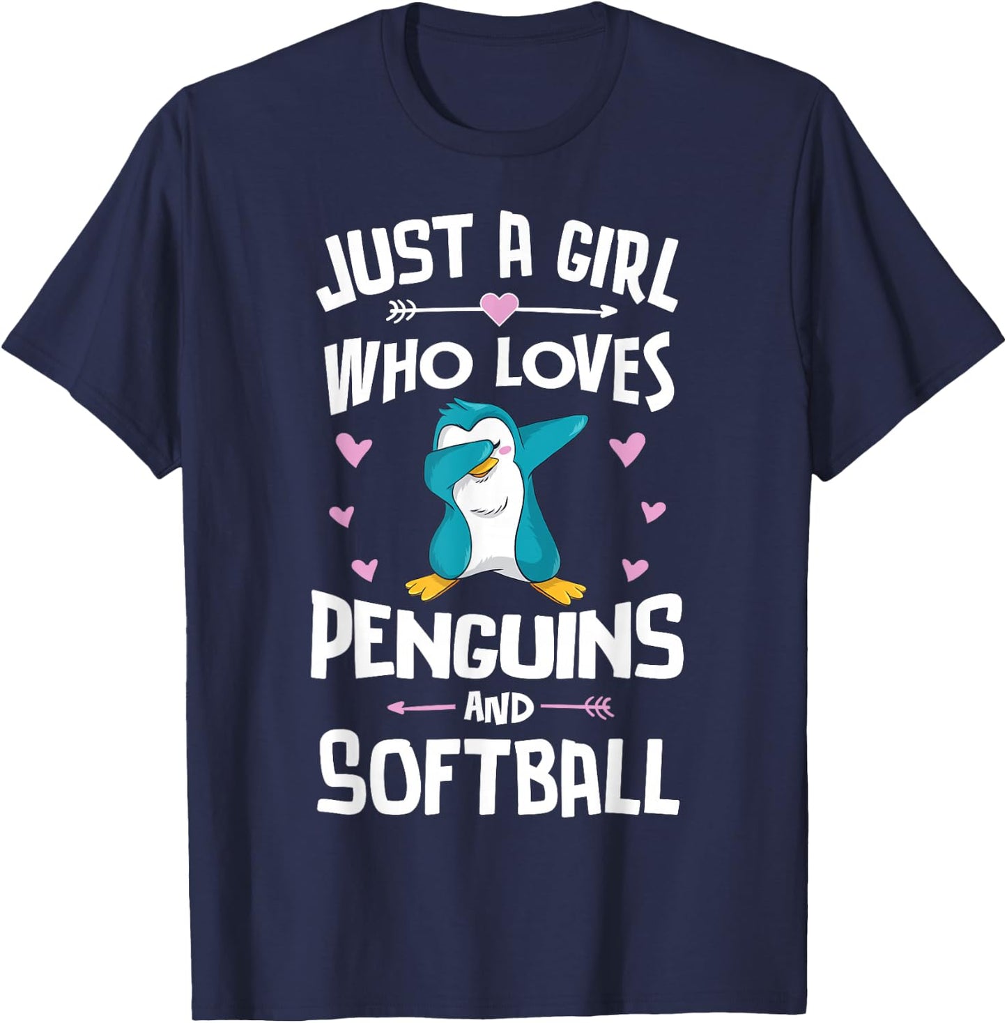 Just A Girl Who Loves Penguins And Softball Gift Women T-Shirt - T-Shirt | Navy