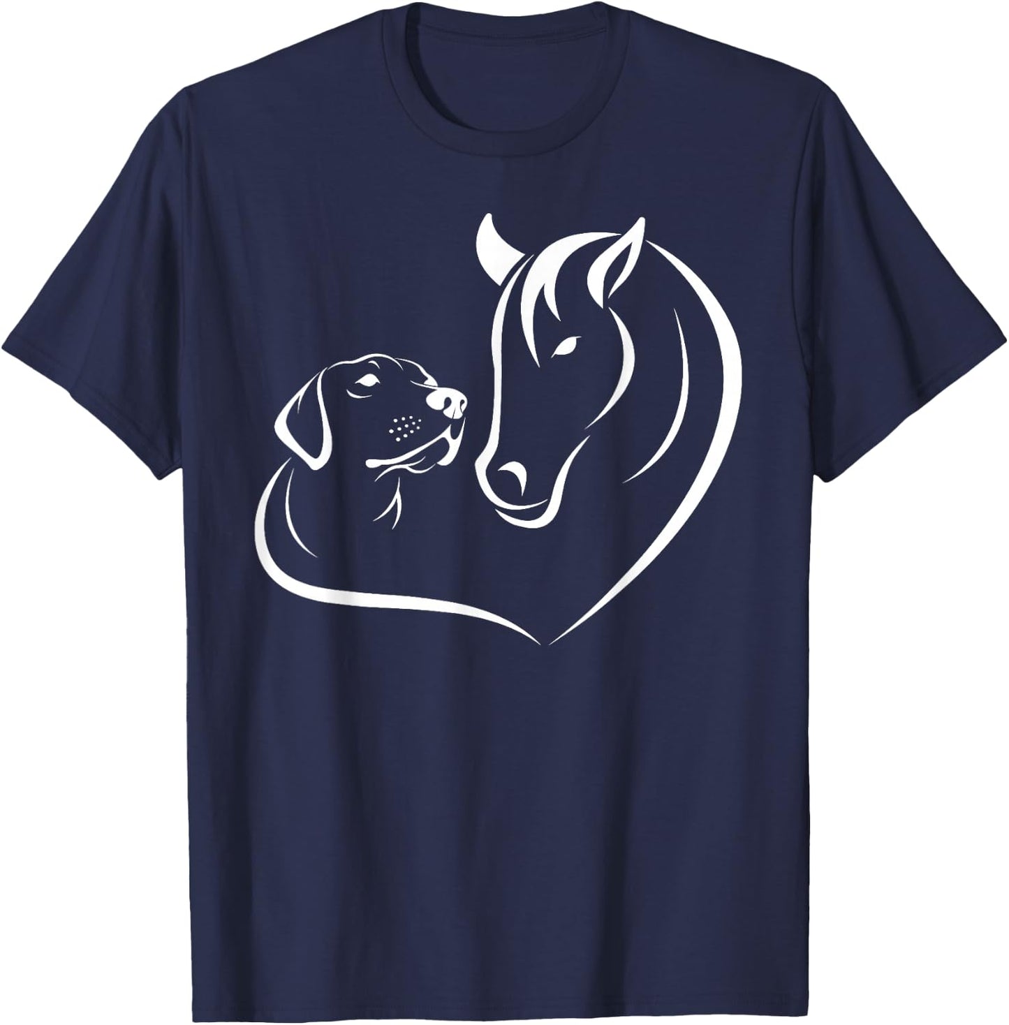 Horse and Dog Women and Men Motif Horse Dog Lover T-Shirt - T-Shirt | Navy