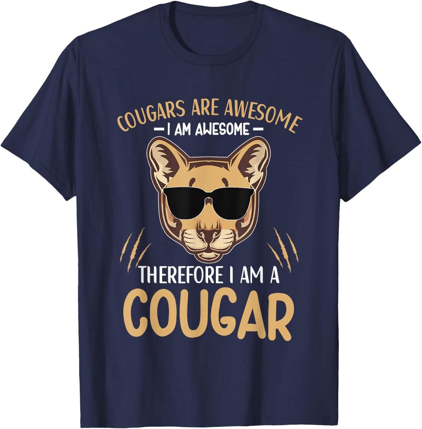 Cougars are Awesome Cougar Lover Animal T-Shirt - T-Shirt | Navy