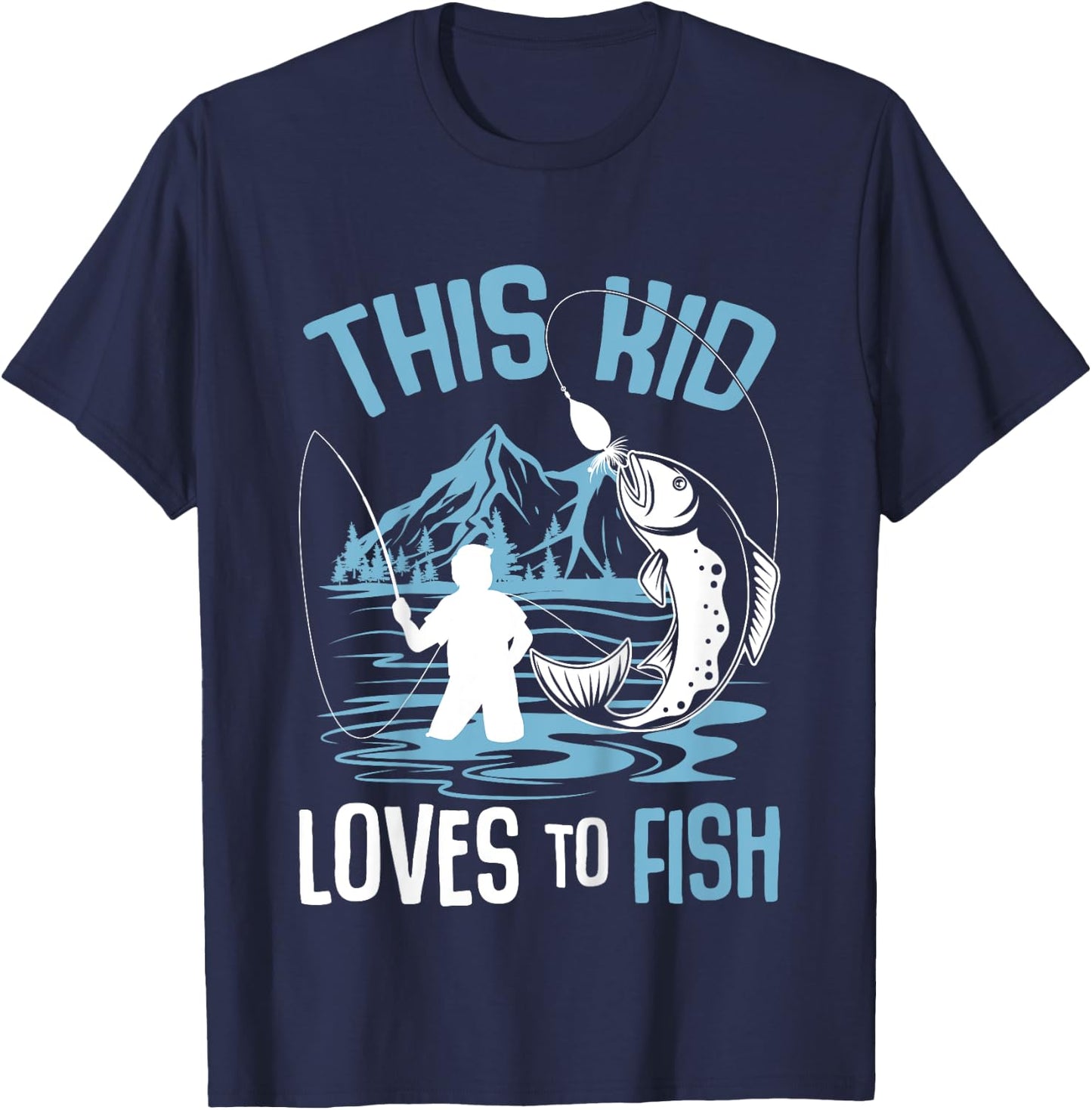 This Kid Loves To Fish Fishing Boys T-Shirt - T-Shirt | Navy