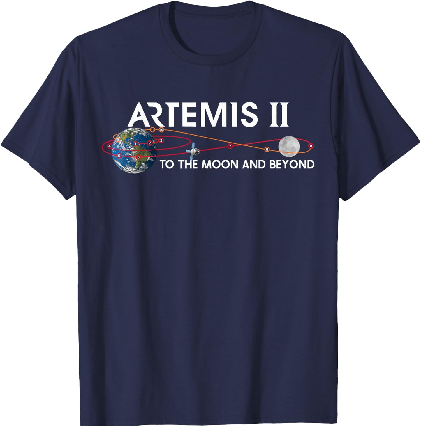 Artemis 2 Route Map SLS Rocket To The Moon And Beyond T-Shirt - T-Shirt | Navy