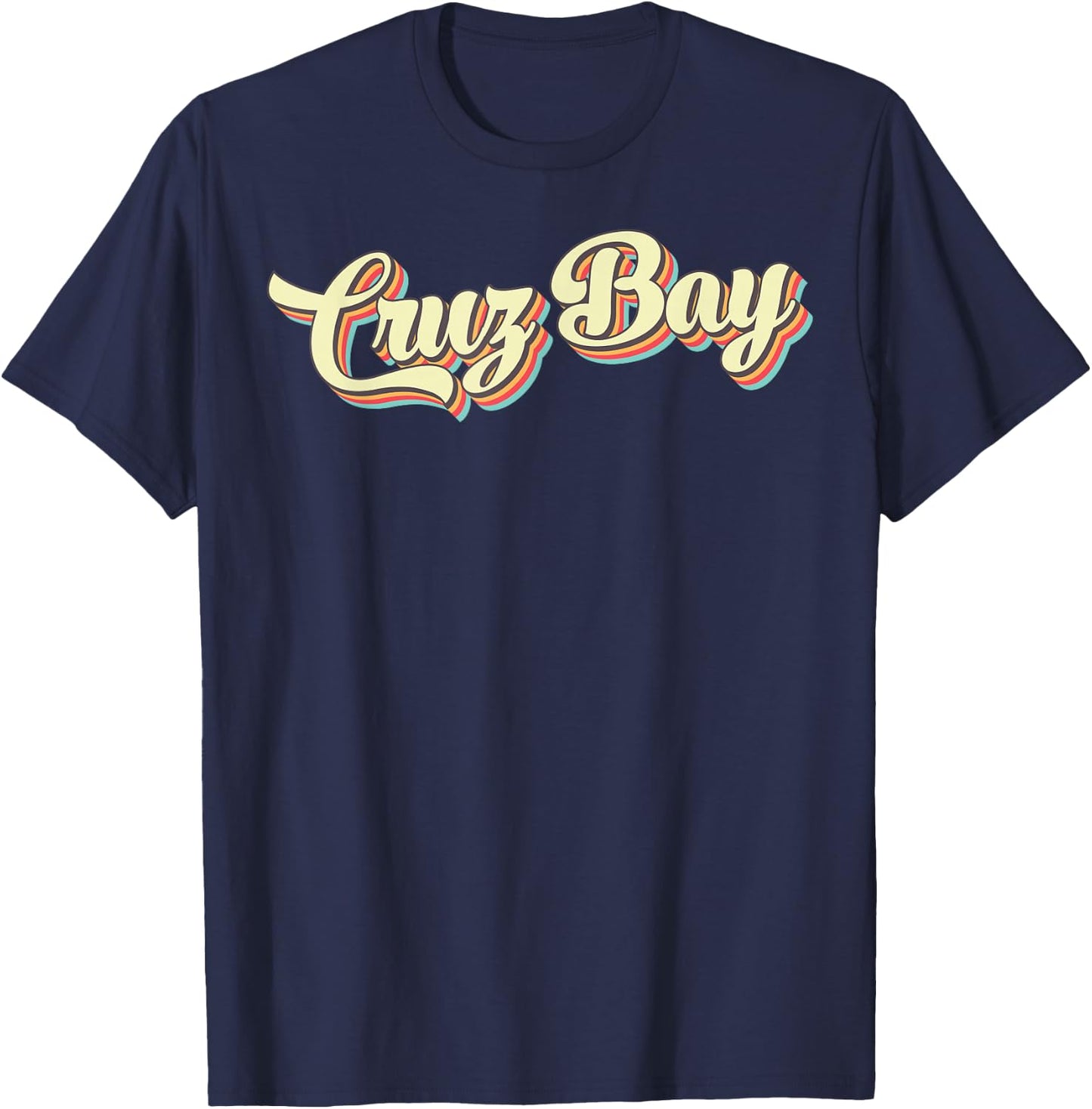 Cruz Bay Retro Art Baseball Font Vintage T-Shirt - T-Shirt | Navy