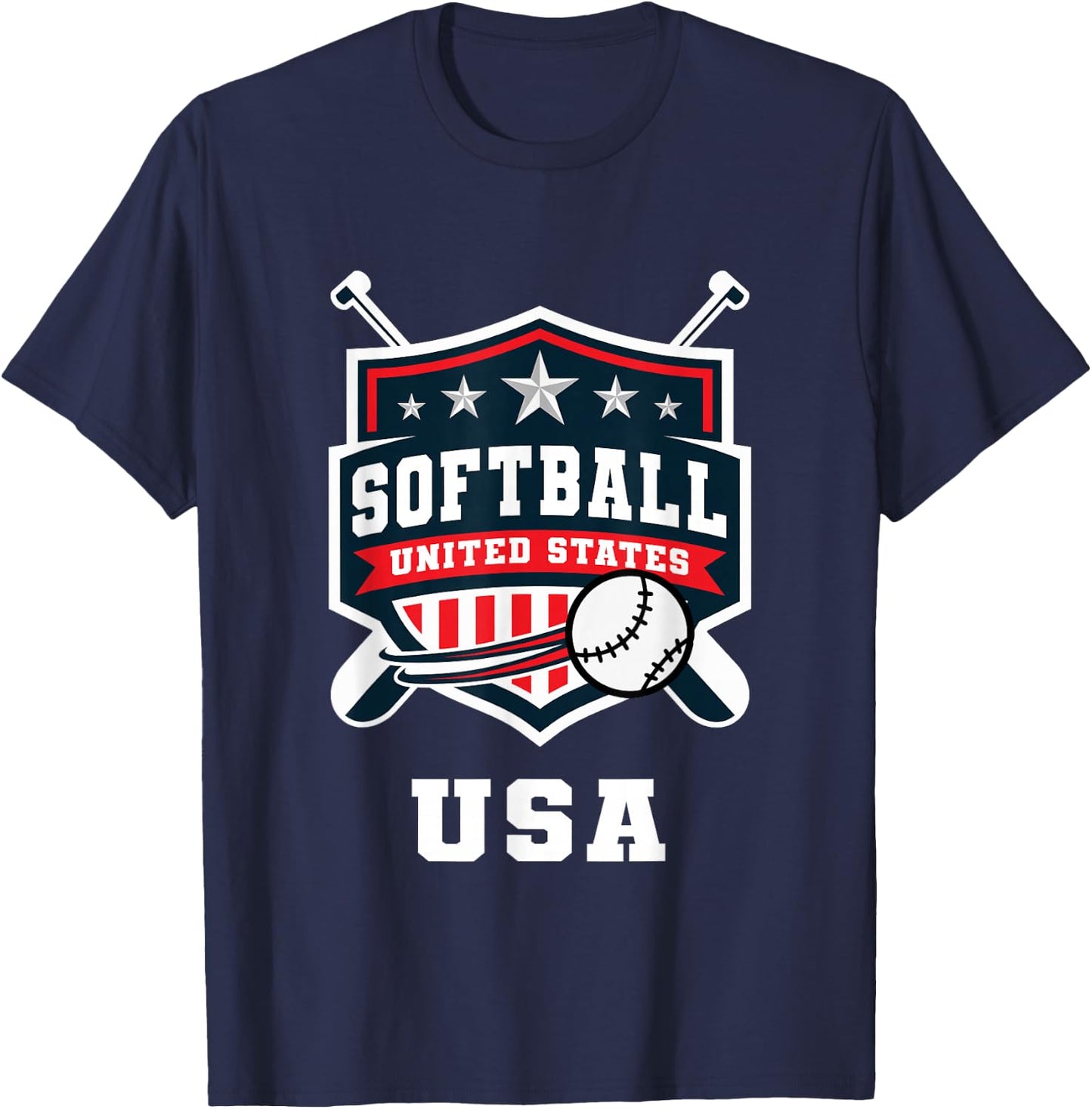 Softball USA Support The Team USA Flag T-Shirt - T-Shirt | Navy