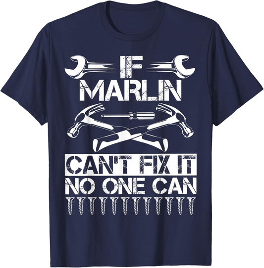 MARLIN Fix It Funny Birthday Personalized Name Dad Gift T-Shirt - T-Shirt | Navy