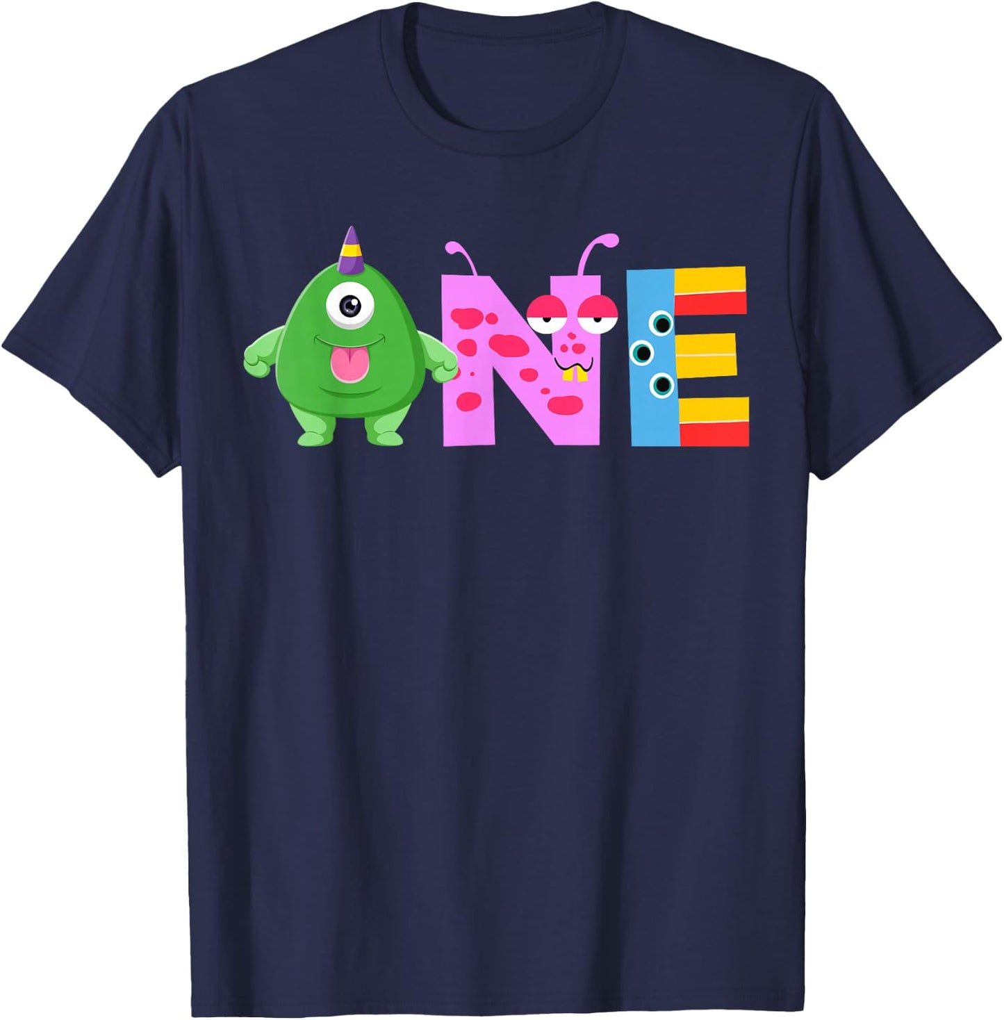 Monster One Year Old Kids 1st Birthday Party Family Monster T-Shirt - T-Shirt | Navy