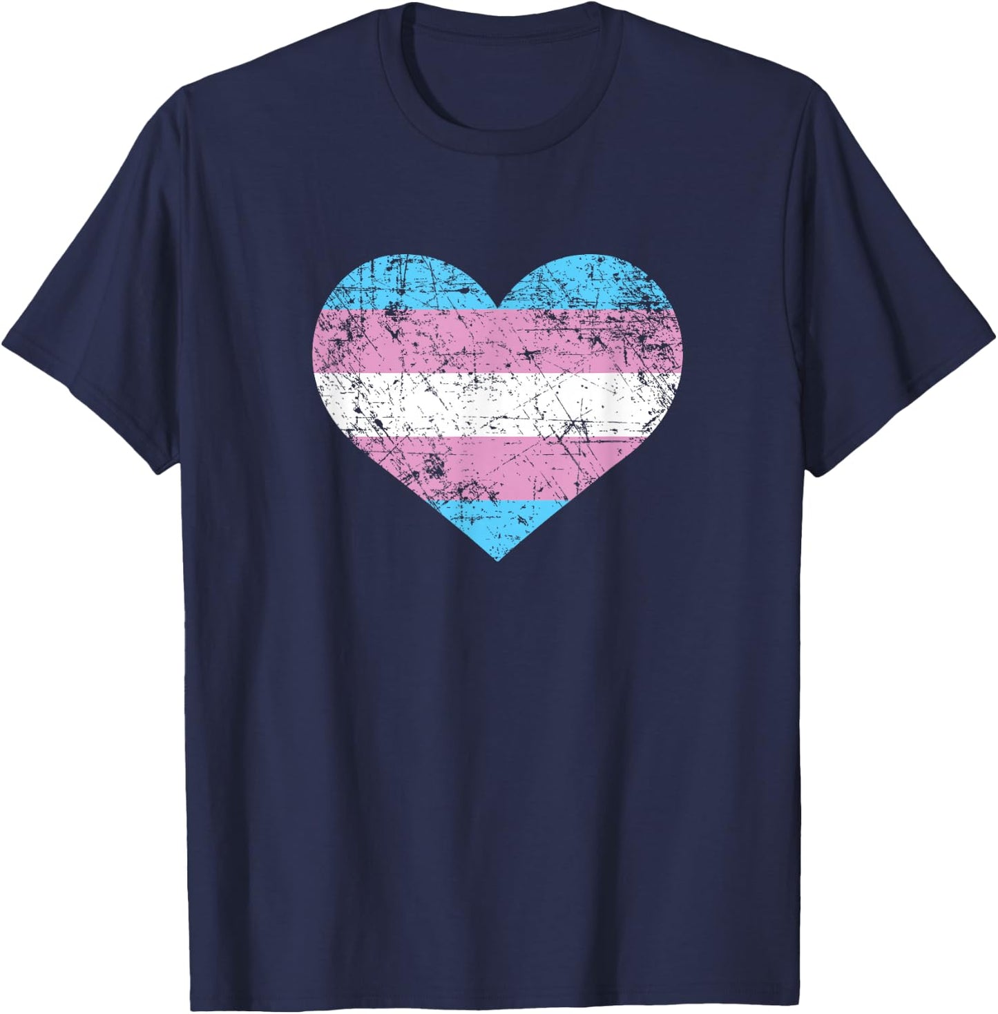Transgender Heart LGBTQ Pride Month Love Flag Gift T-Shirt - T-Shirt | Navy