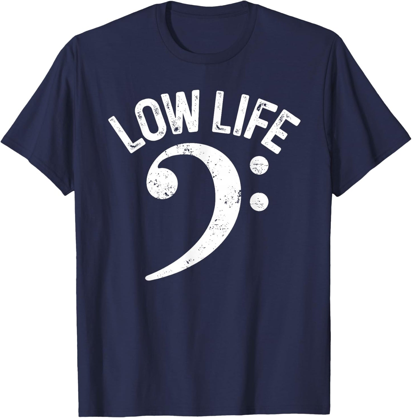 Bass Clef Low Life Music Marching Band Low Brass Bass Note T-Shirt - T-Shirt | Navy