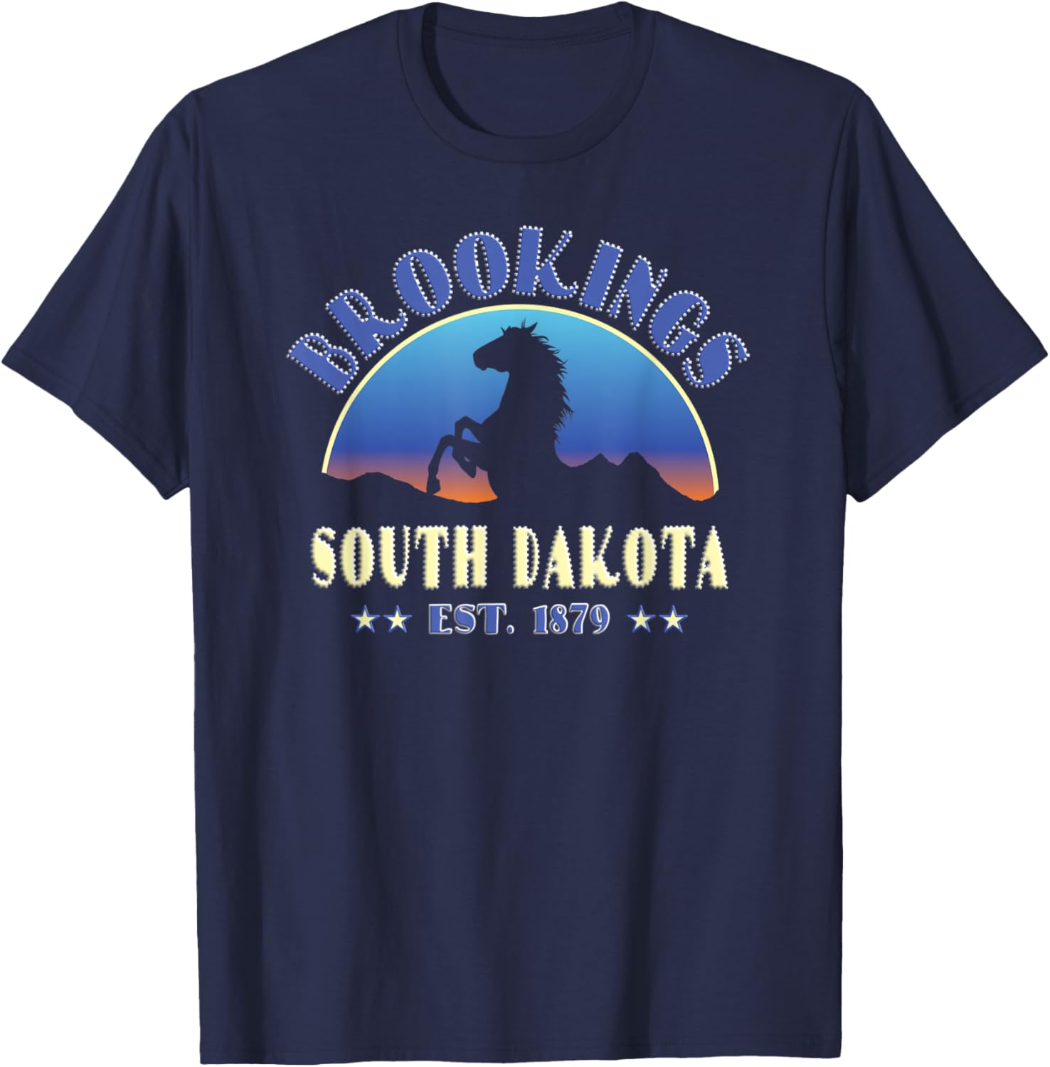 Brookings South Dakota SD Wild Horse T-Shirt - T-Shirt | Navy