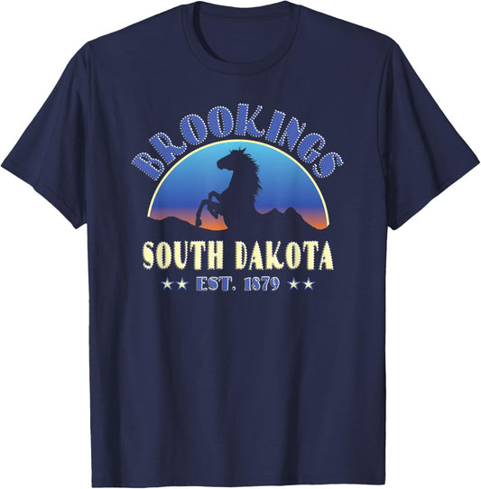 Brookings South Dakota SD Wild Horse T-Shirt - T-Shirt | Navy