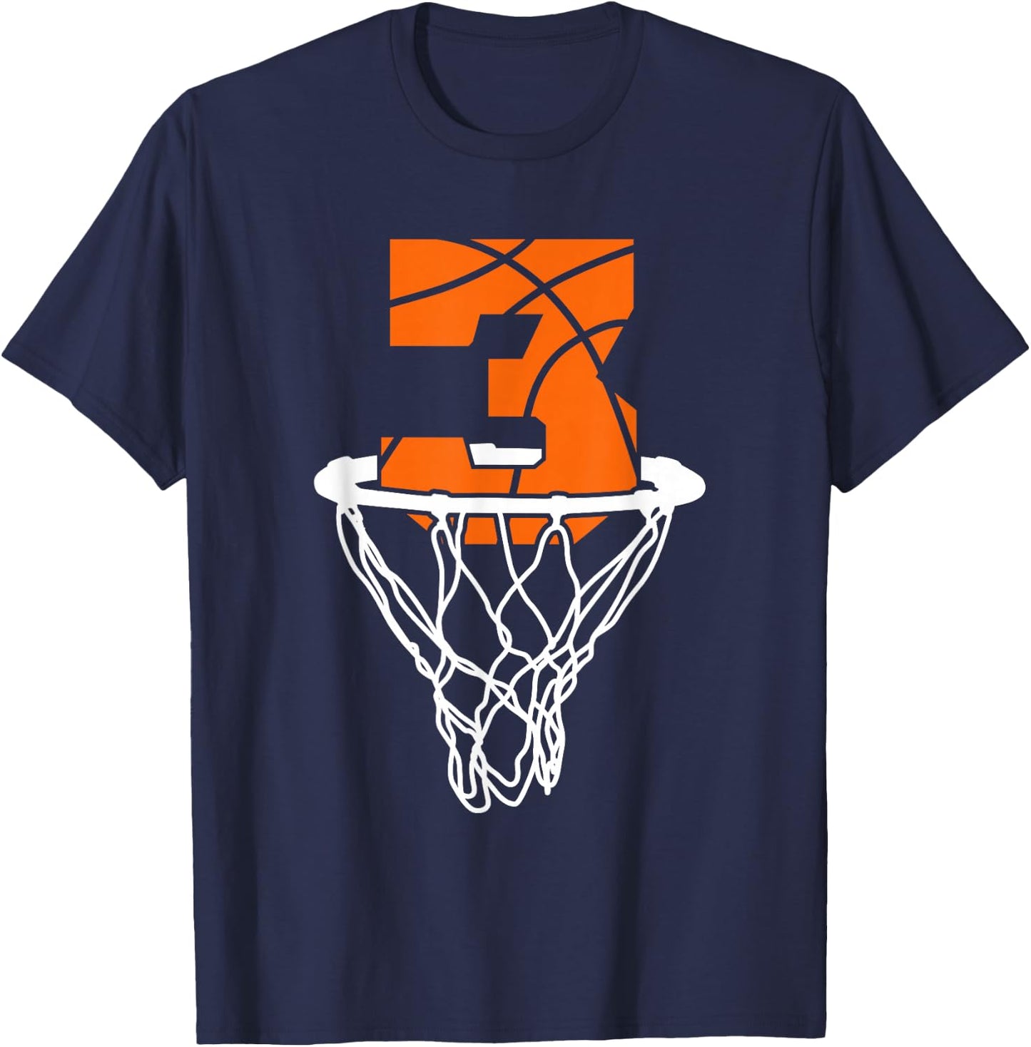 Cool Birthday Number Three Basketball Gift Shirt, Basketball T-Shirt - T-Shirt | Navy