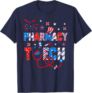 4th Of July Stethoscope Pharmacy Tech Nurse T-Shirt - T-Shirt | Navy