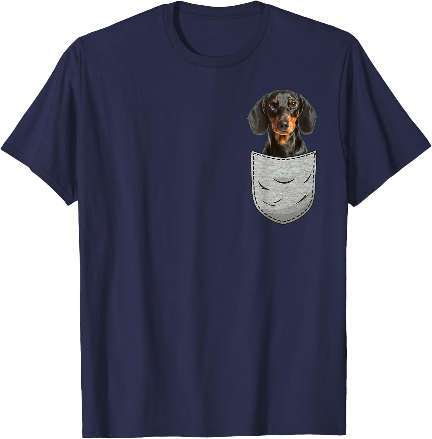 Dachshund Cap Dachshund Chest Bag Pocket Dog Owners T-Shirt - T-Shirt | Navy
